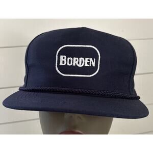 Borden Trucker Hat Cap Snapback Embroidered White Logo Blue Rope Vintage
